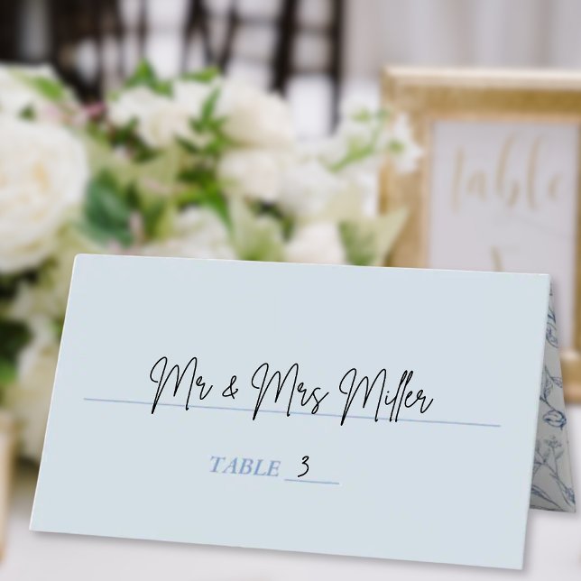 Blue French Floral Modern Bat Mitzvah Place Card (Blue French Floral Modern Bat Mitzvah Place Card
)