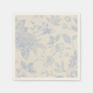 Blue French Floral Toile Floral Napkin