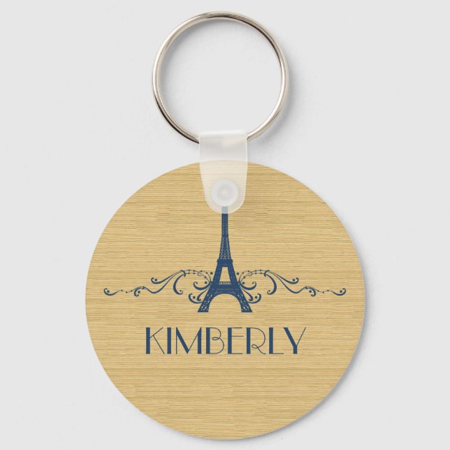 Blue French Flourish Keychain (Front)