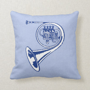 Blue French Horn Art Cushion