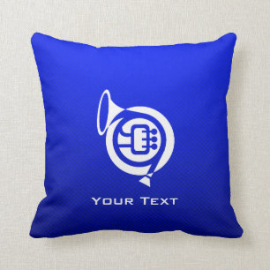 Blue French Horn Cushion