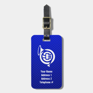 Blue French Horn Luggage Tag