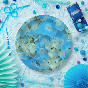 Blue French Hydrangea Floral Paper Plate