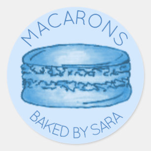 Blue French Macaron Cookie Baked By Homemade Classic Round Sticker