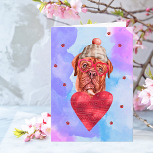 Blue French Mastiff Valentine's Day Gift Dog Card