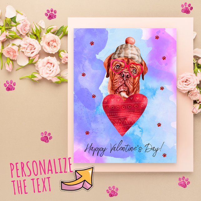 Blue French Mastiff Valentine's Day Gift Dog Holiday Postcard (Creator Uploaded)