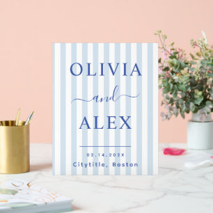 Blue French Personalized Wedding Acrylic Sign