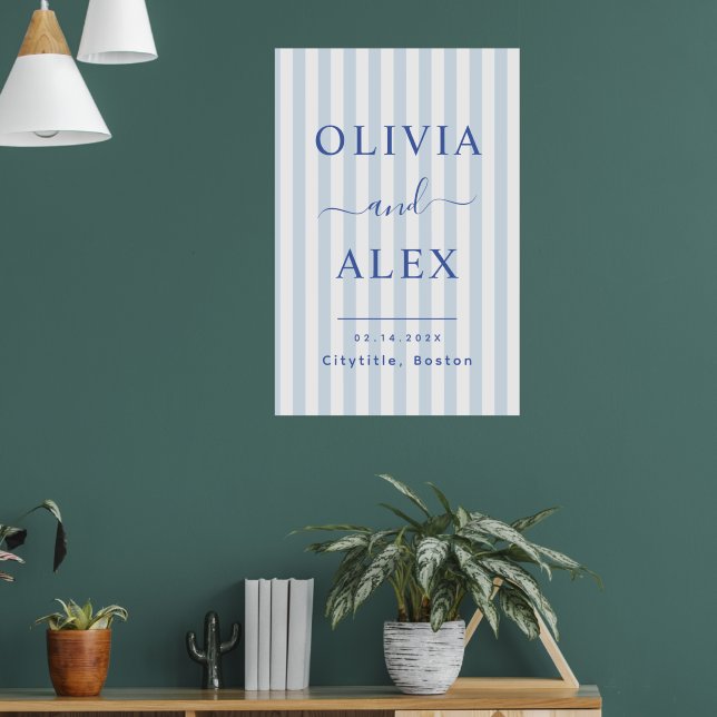 Blue French Personalized Wedding Poster (Living Room 1)