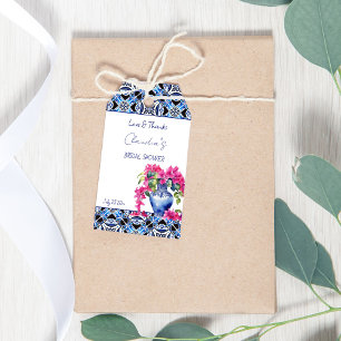 Blue French Tiles Bougainvillea thank you favour Gift Tags