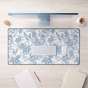 Blue French Toile de Jouy Desk Mat