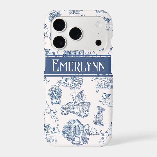 Blue French Toile Dog Monogram Style (Back)