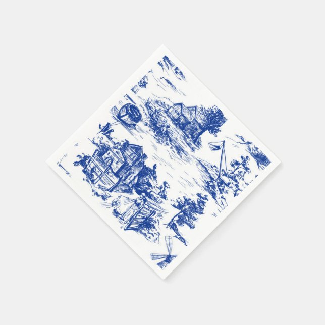 Blue French Toile  Napkin (Corner)