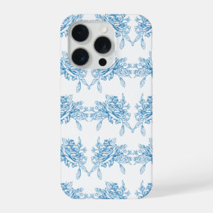 Blue French Toile Pattern iPhone 15 Pro Case