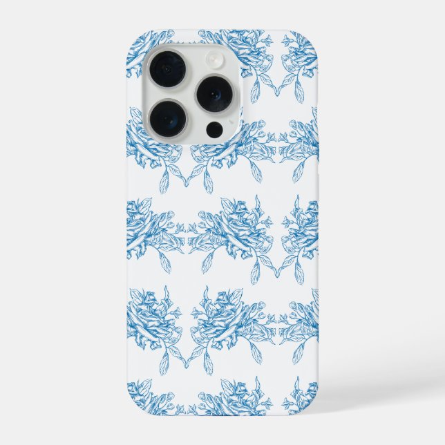 Blue French Toile Pattern iPhone Case (Back)