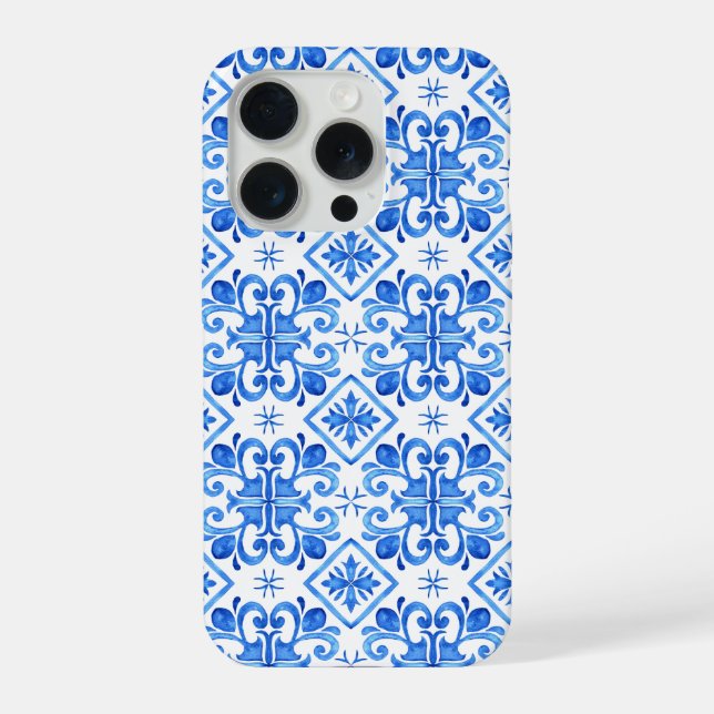 Blue French Toile Pattern iPhone Case (Back)
