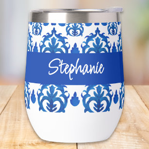 Blue French Toile Pattern Monogram Name