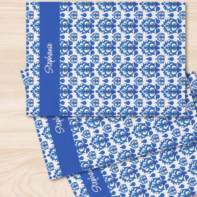 Blue French Toile Pattern Name Tissue Paper (Creator Uploaded)