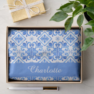 Blue French Toile Pattern name Tissue Paper