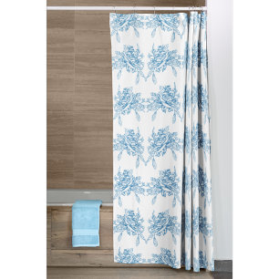 Blue French Toile Pattern Shower Curtain