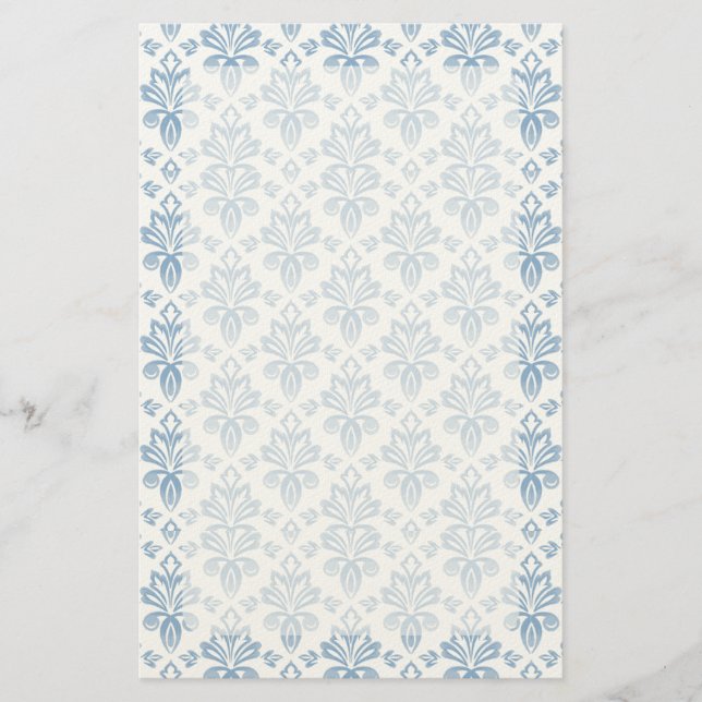 Blue French Toile Pattern Stationery (Front)