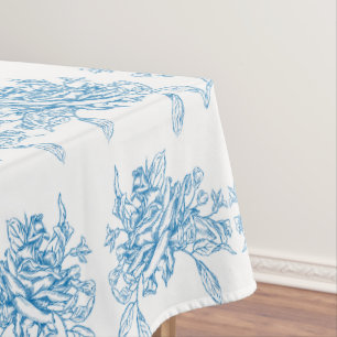 Blue French Toile Pattern Tablecloth