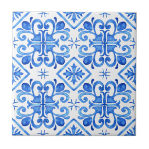 Blue French Toile Pattern Tile