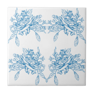 Blue French Toile Pattern Tile