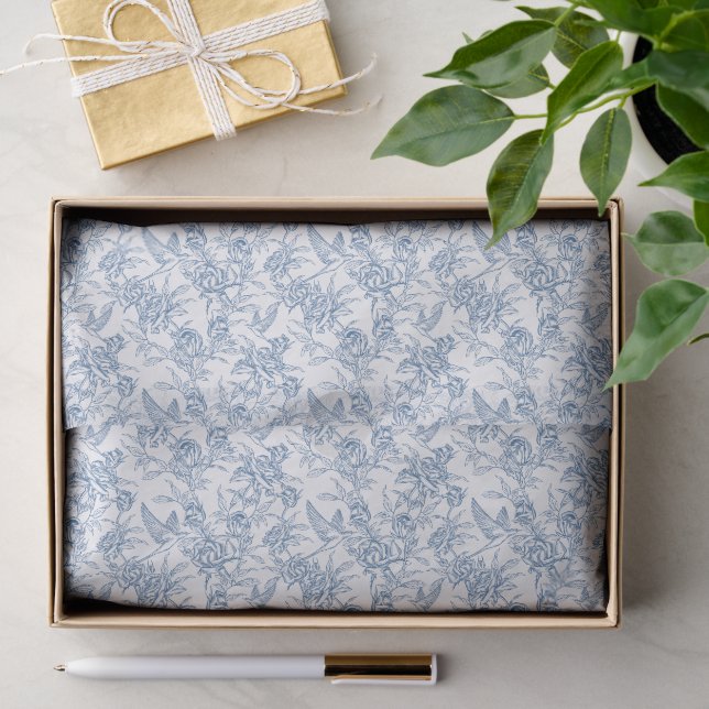 Blue French Toile Tissue Paper (Gift)