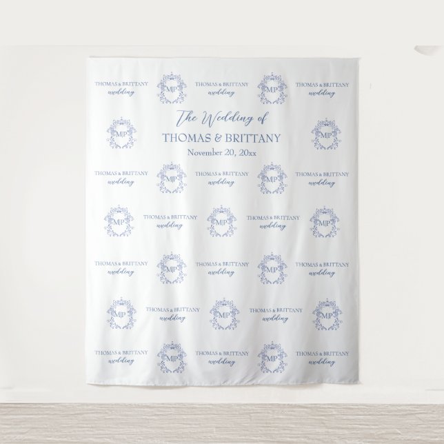 Blue French Vintage Victorian Backdrop banner Tapestry (Front)