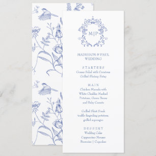 Blue French Vintage Victorian Menu 