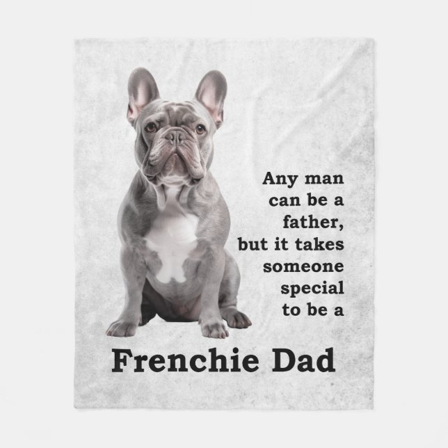 Blue Frenchie Dad Fleece Blanket (Front)