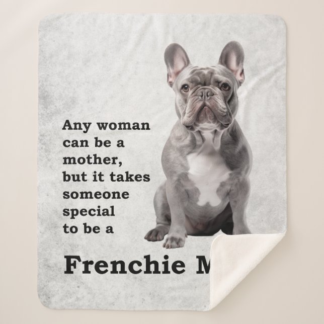 Blue Frenchie Mum Sherpa Blanket (Front)
