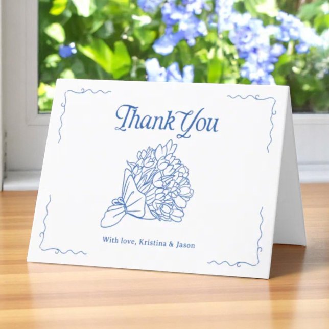 Blue Fresh Off Farmers Market Bridal Shower Folded Thank You Card (Creator Uploaded)
