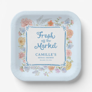 Blue Fresh off the Market Bridal Shower Paper Plate