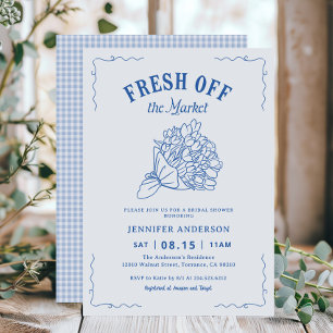 Blue Fresh Off The Market Garden Bridal Shower  Invitation
