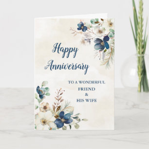 Blue Friend and His Wife Wedding Anniversary Card