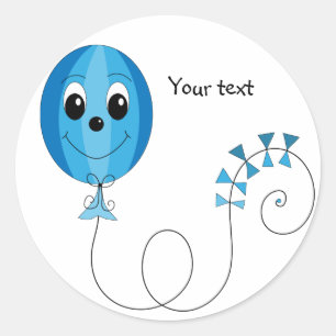 Blue Friendly Balloon Classic Round Sticker