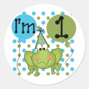 Blue Frog 1st Birthday Tshirts and Gifts Classic Round Sticker
