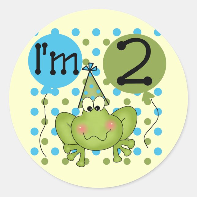 Blue Frog 2nd Birthday Tshirts and Gifts Classic Round Sticker (Front)