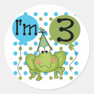 Blue Frog 3rd Birthday Tshirts and Gifts Classic Round Sticker