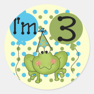 Blue Frog 3rd Birthday Tshirts and Gifts Classic Round Sticker