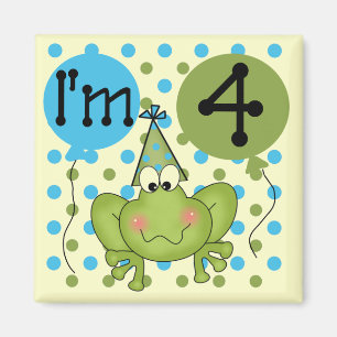 Blue Frog 4th Birthday Tshirts and Gifts Magnet