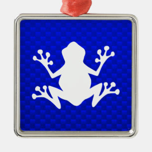 Blue Frog Metal Tree Decoration