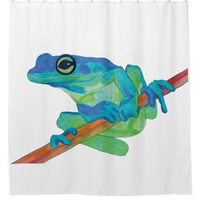 Blue Frog Shower Curtain (Front)