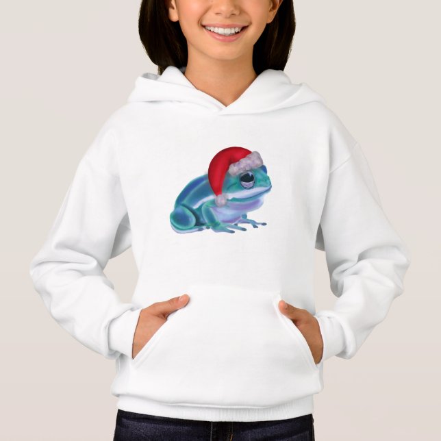 Blue frog with Santa hat. (Front)