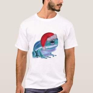 Blue frog with Santa hat. T-Shirt