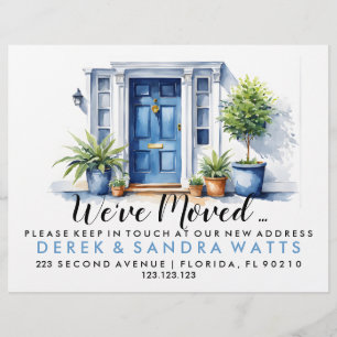 Blue front door Change of address, moved house Flyer