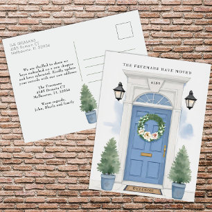 Blue Front Door Moving Announcement Postcard