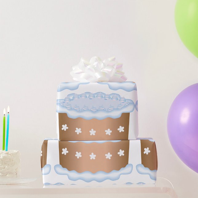 Blue Frosted Cake Bakery Dessert Wrapping Paper (Creator Uploaded)