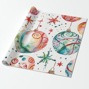 Blue Frosted Christmas Balls Wrapping Paper